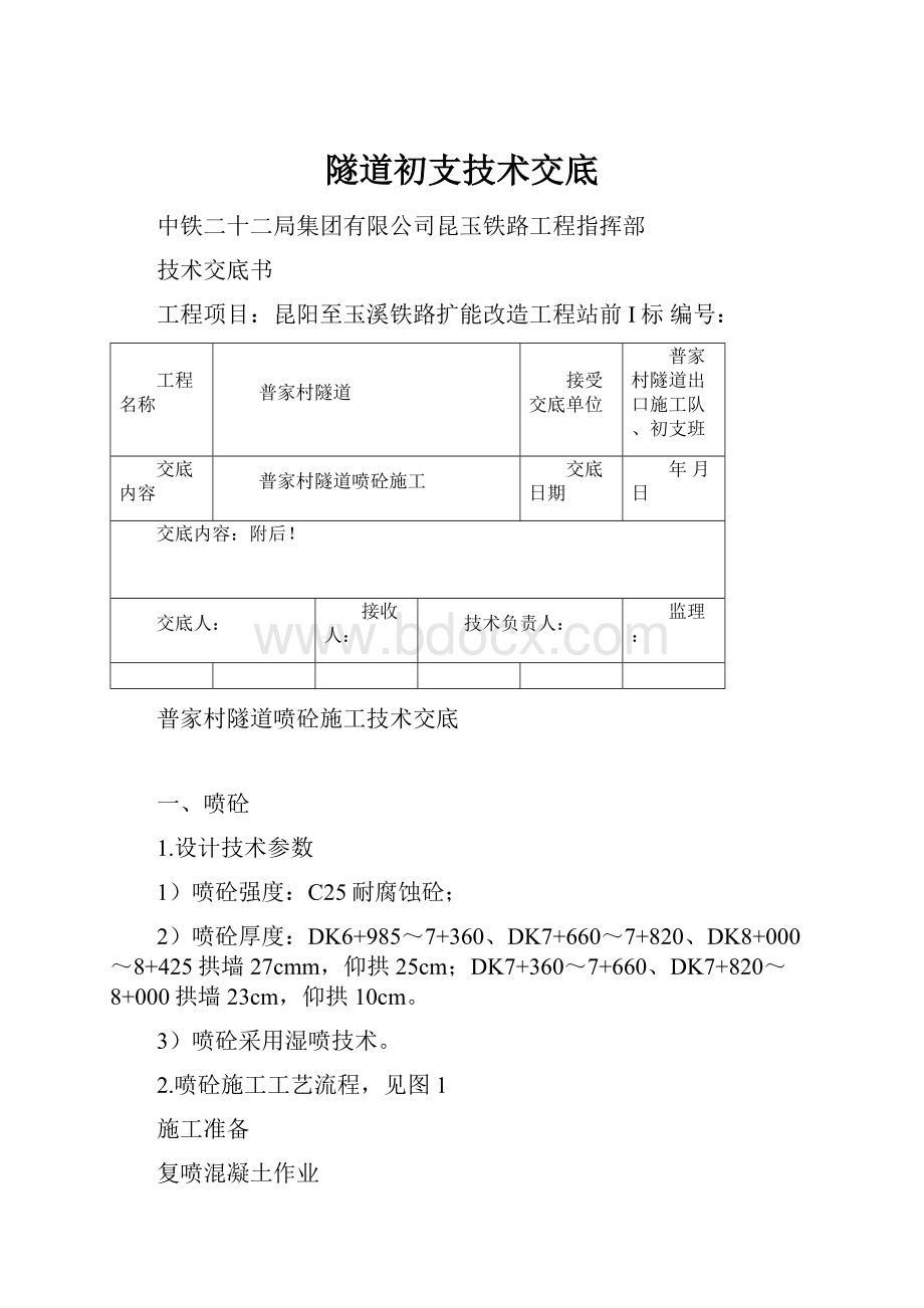 隧道初支技术交底.docx_第1页