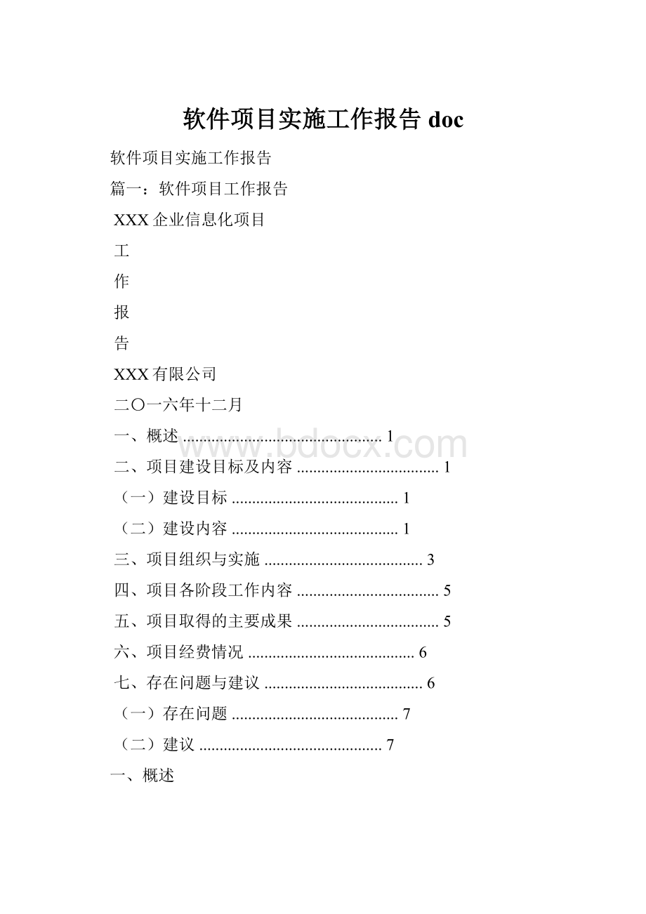 软件项目实施工作报告doc.docx_第1页