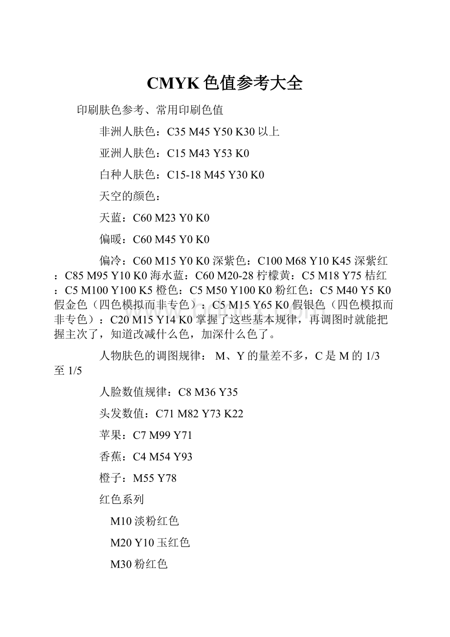 CMYK色值参考大全.docx_第1页