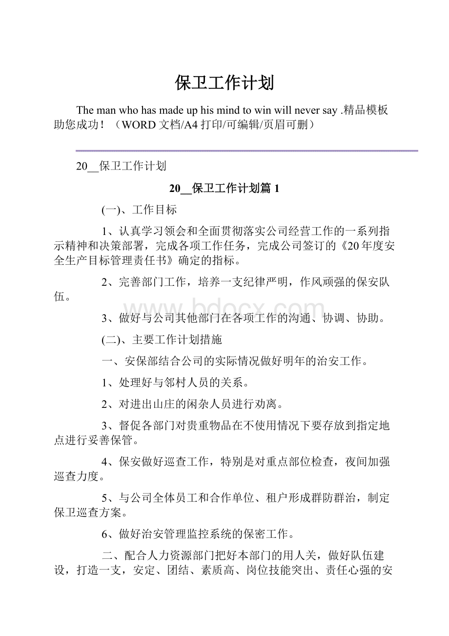 保卫工作计划.docx