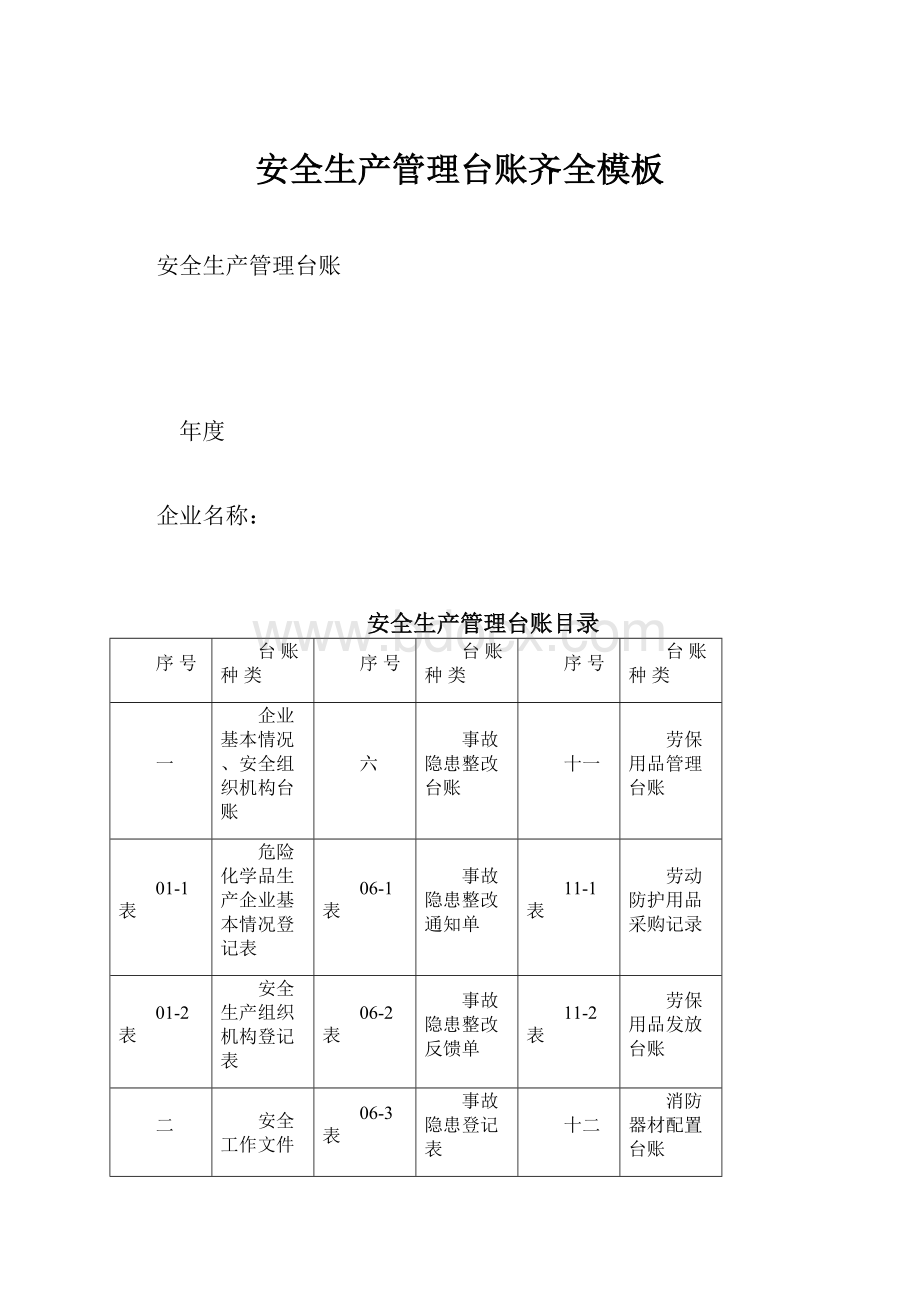 安全生产管理台账齐全模板.docx