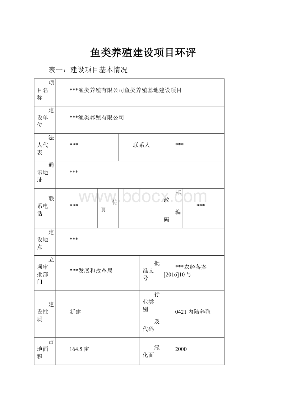 鱼类养殖建设项目环评.docx_第1页