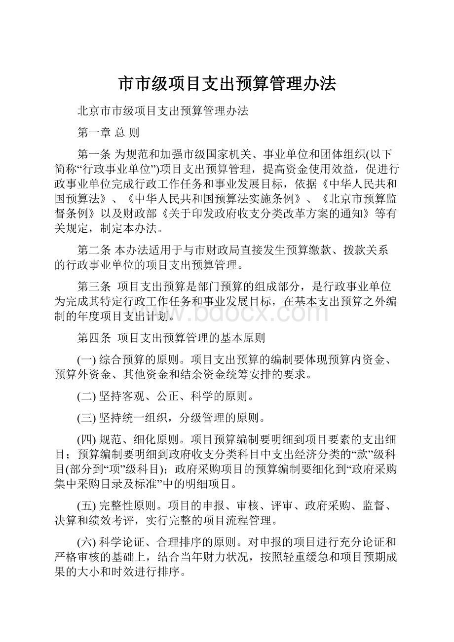 市市级项目支出预算管理办法.docx_第1页