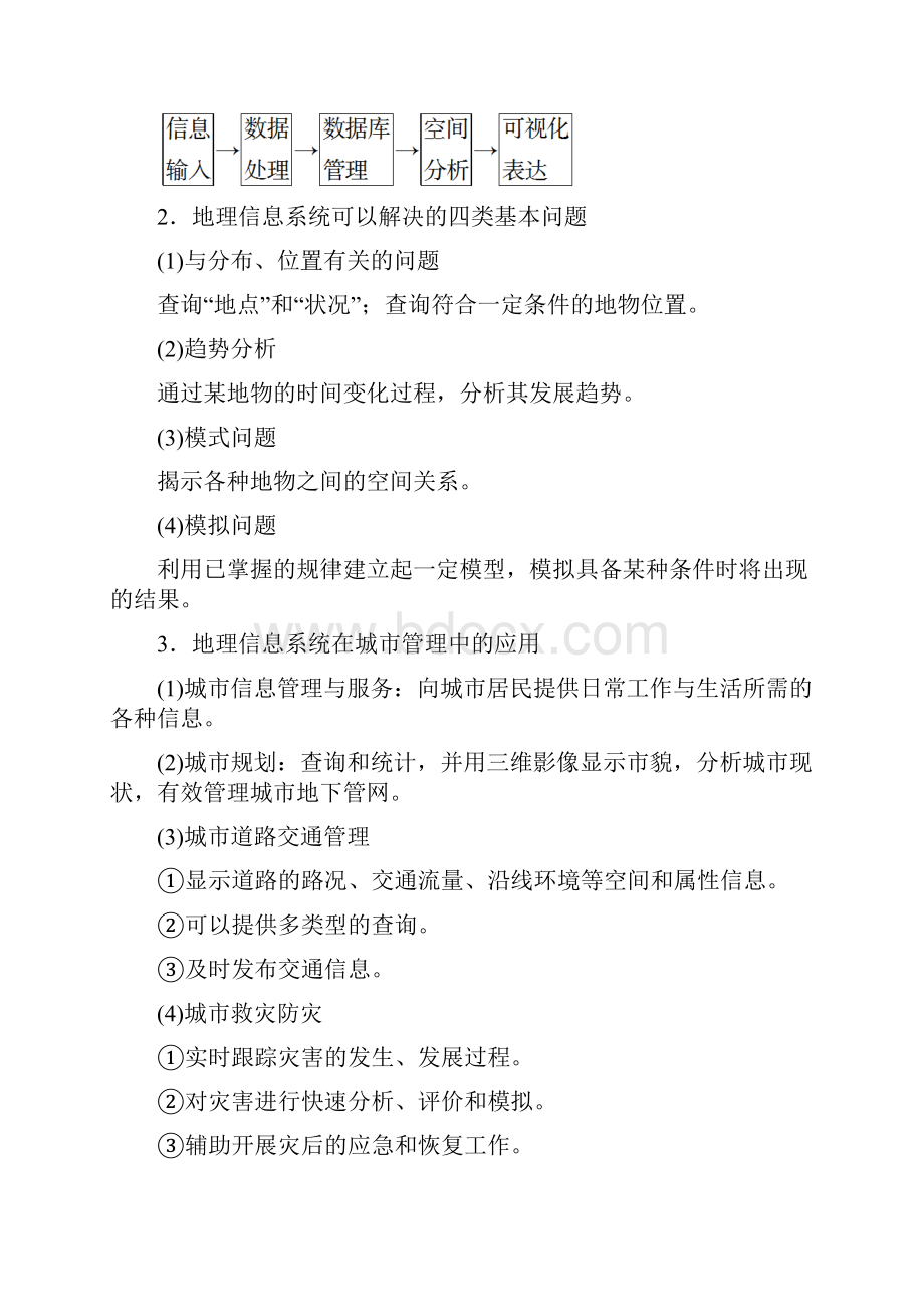 K12学习版高中地理 第三章 地理信息技术的应用 第3节 地理信息系统的应用 第4节 数字地球学案 中图版.docx_第2页