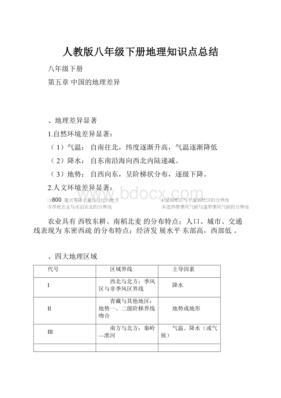 人教版八年级下册地理知识点总结.docx