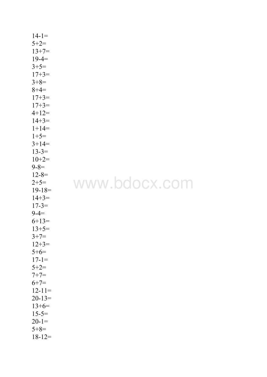 学前20以内加减法口算题A4直接打印每页100道.docx_第2页