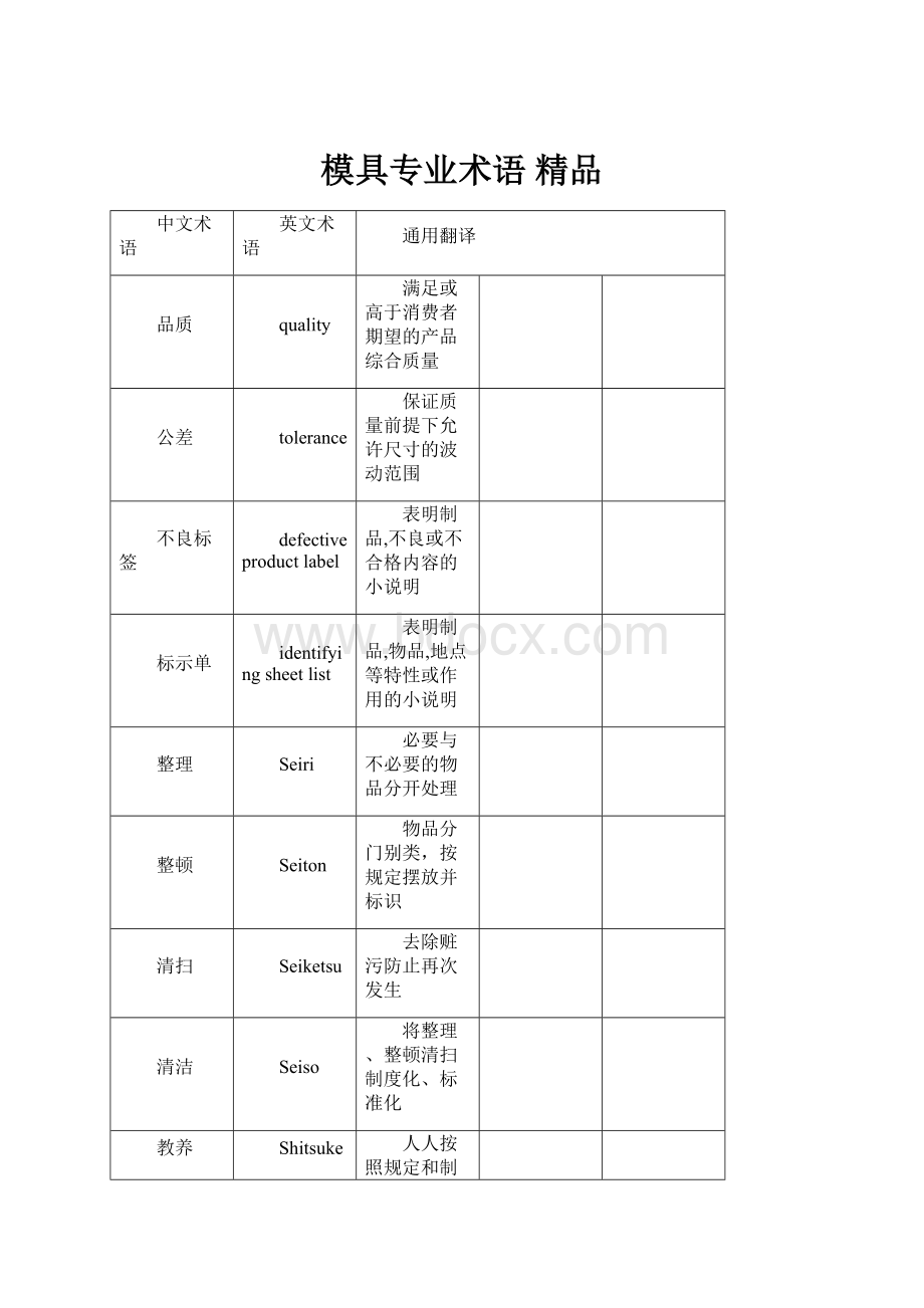 模具专业术语 精品.docx