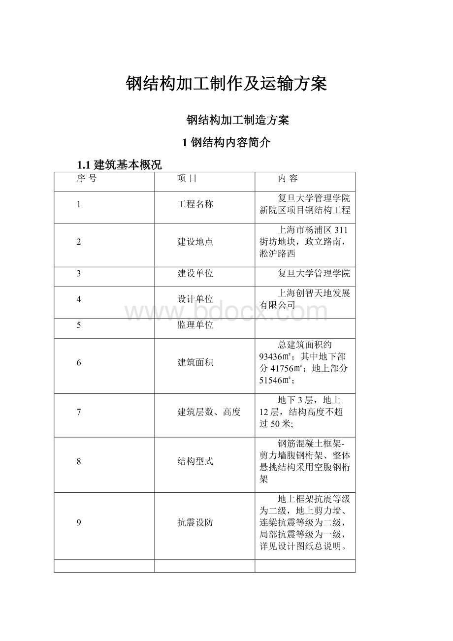 钢结构加工制作及运输方案.docx