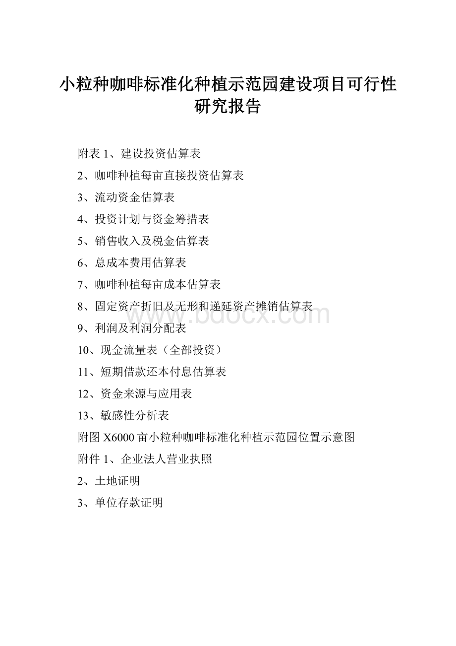 小粒种咖啡标准化种植示范园建设项目可行性研究报告.docx_第1页