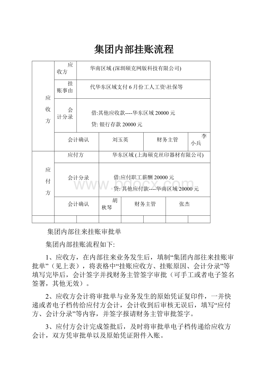 集团内部挂账流程.docx