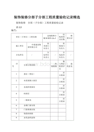 装饰装修分部子分部工程质量验收记录精选.docx