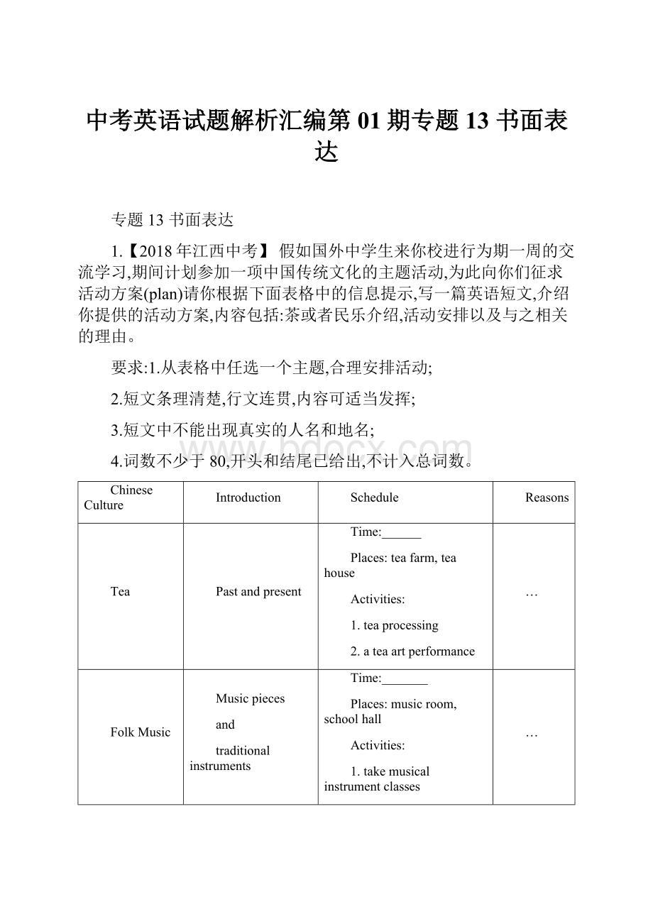 中考英语试题解析汇编第01期专题13 书面表达.docx