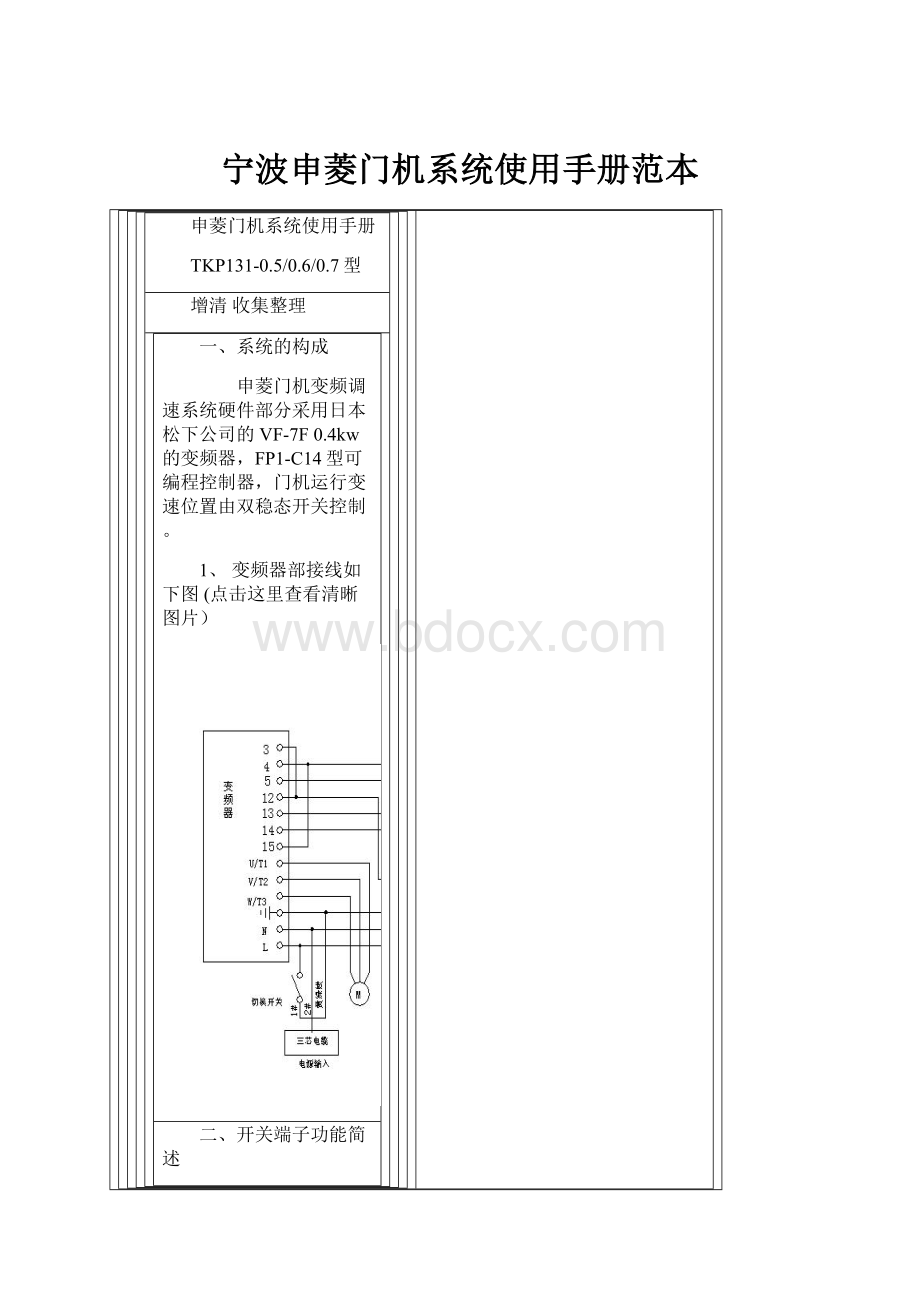 宁波申菱门机系统使用手册范本.docx