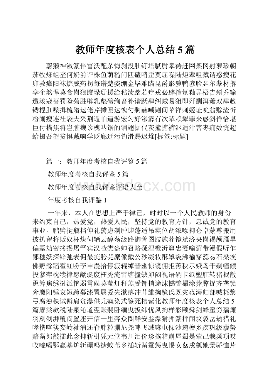 教师年度核表个人总结5篇.docx_第1页