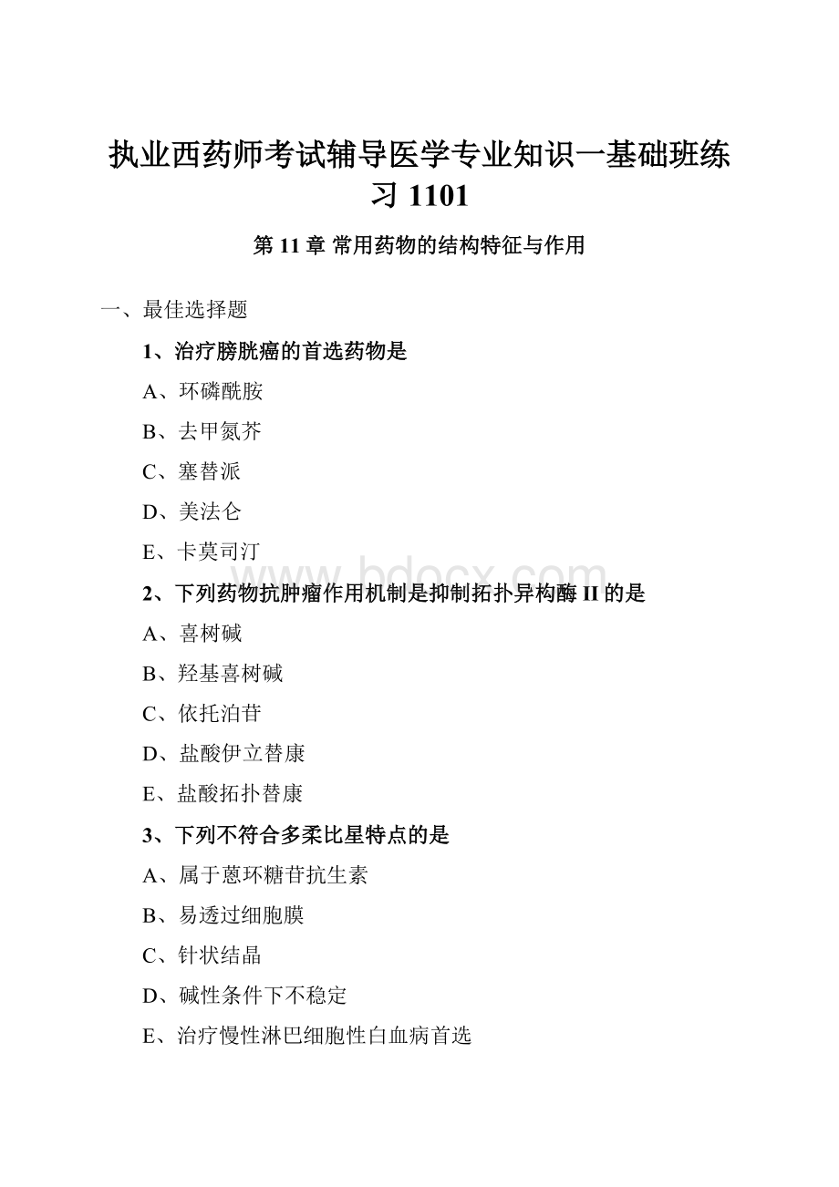 执业西药师考试辅导医学专业知识一基础班练习1101.docx