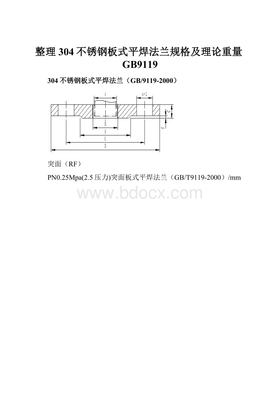 整理304不锈钢板式平焊法兰规格及理论重量GB9119.docx