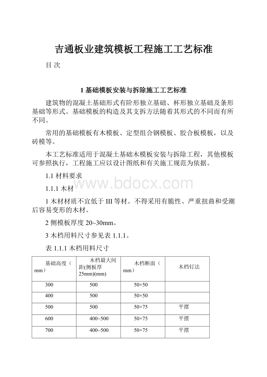 吉通板业建筑模板工程施工工艺标准.docx_第1页