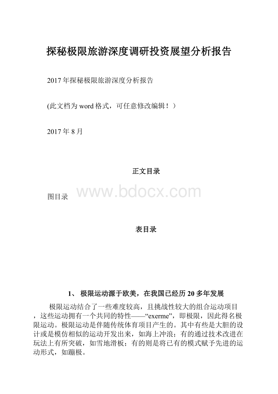 探秘极限旅游深度调研投资展望分析报告.docx