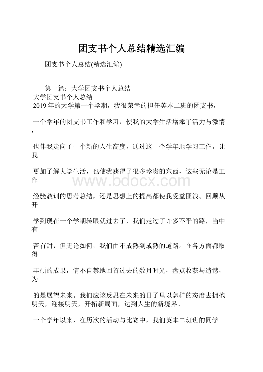 团支书个人总结精选汇编.docx