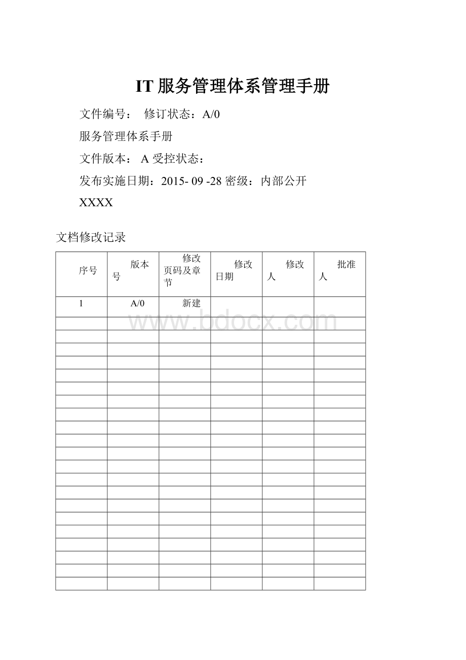 IT服务管理体系管理手册.docx