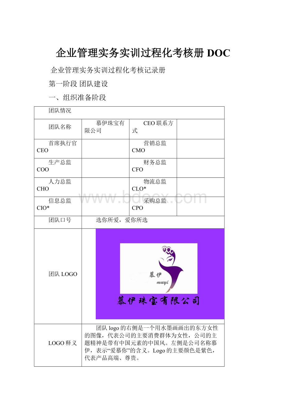 企业管理实务实训过程化考核册DOC.docx