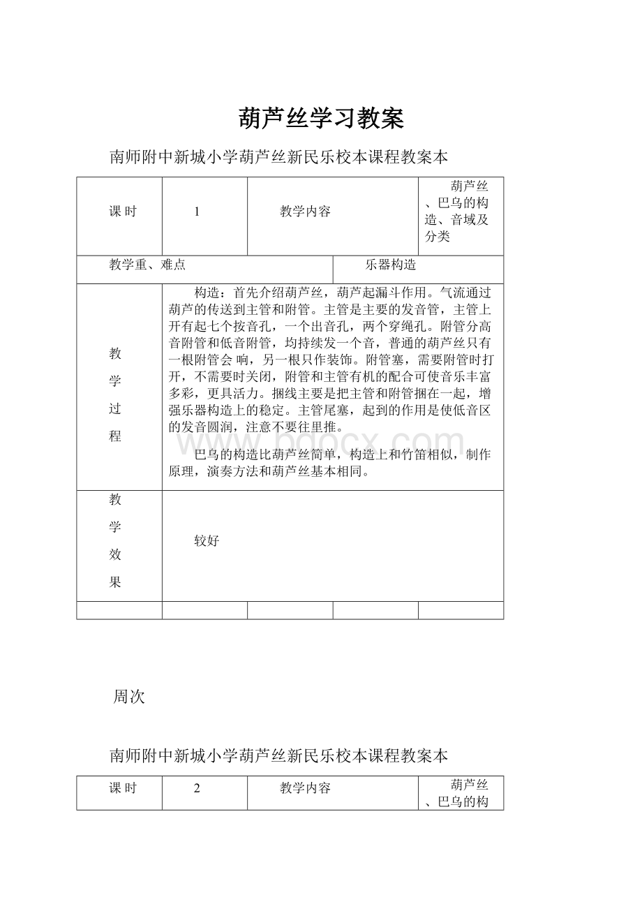 葫芦丝学习教案.docx_第1页