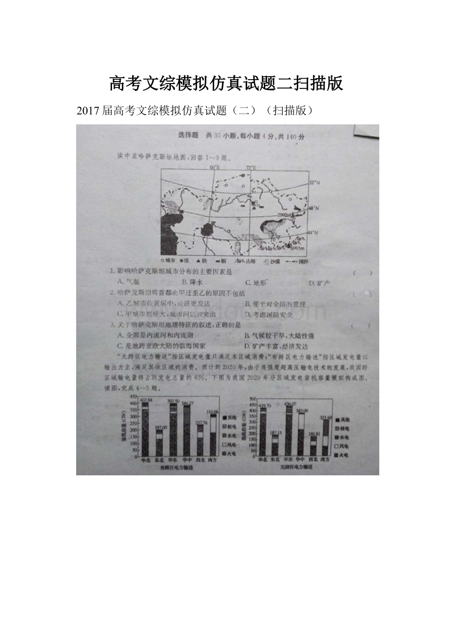 高考文综模拟仿真试题二扫描版.docx_第1页