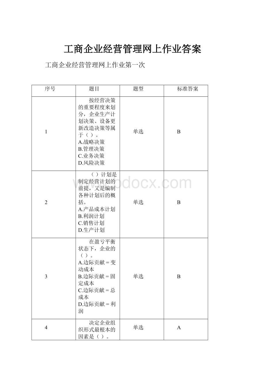 工商企业经营管理网上作业答案.docx