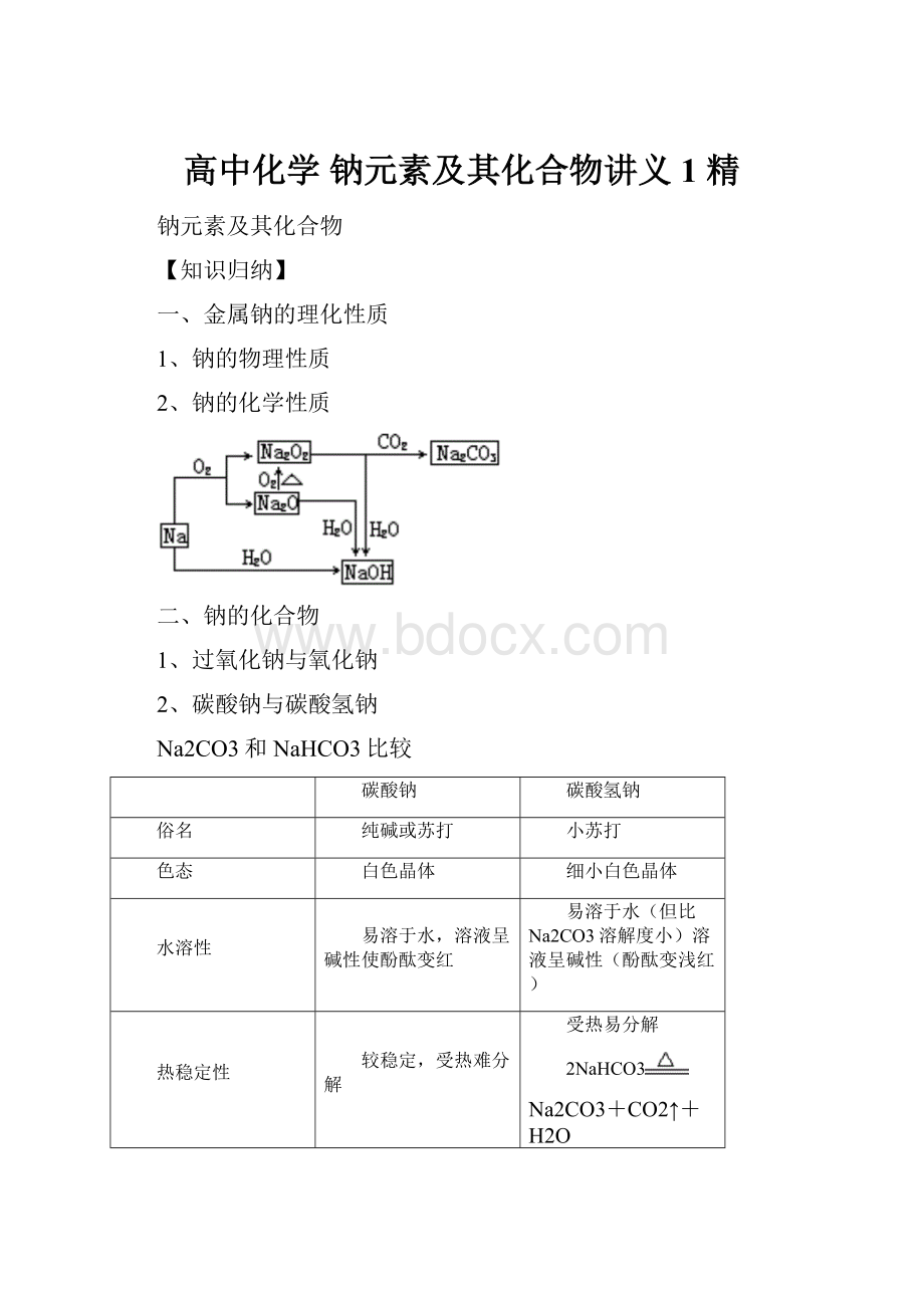 高中化学 钠元素及其化合物讲义1 精.docx