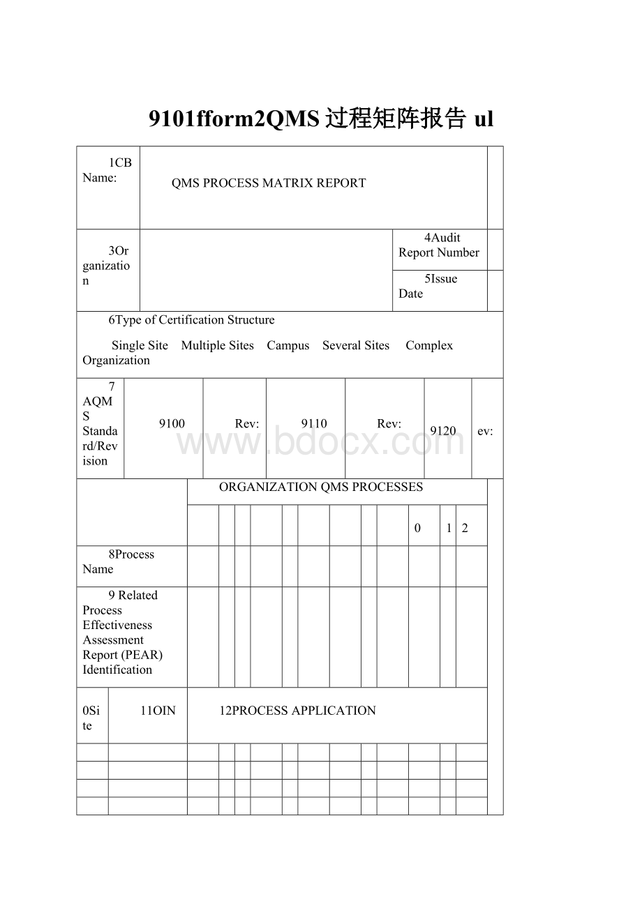 9101fform2QMS过程矩阵报告ul.docx_第1页