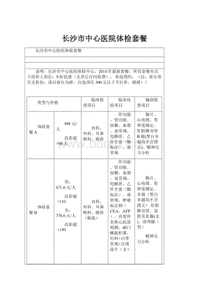 长沙市中心医院体检套餐.docx