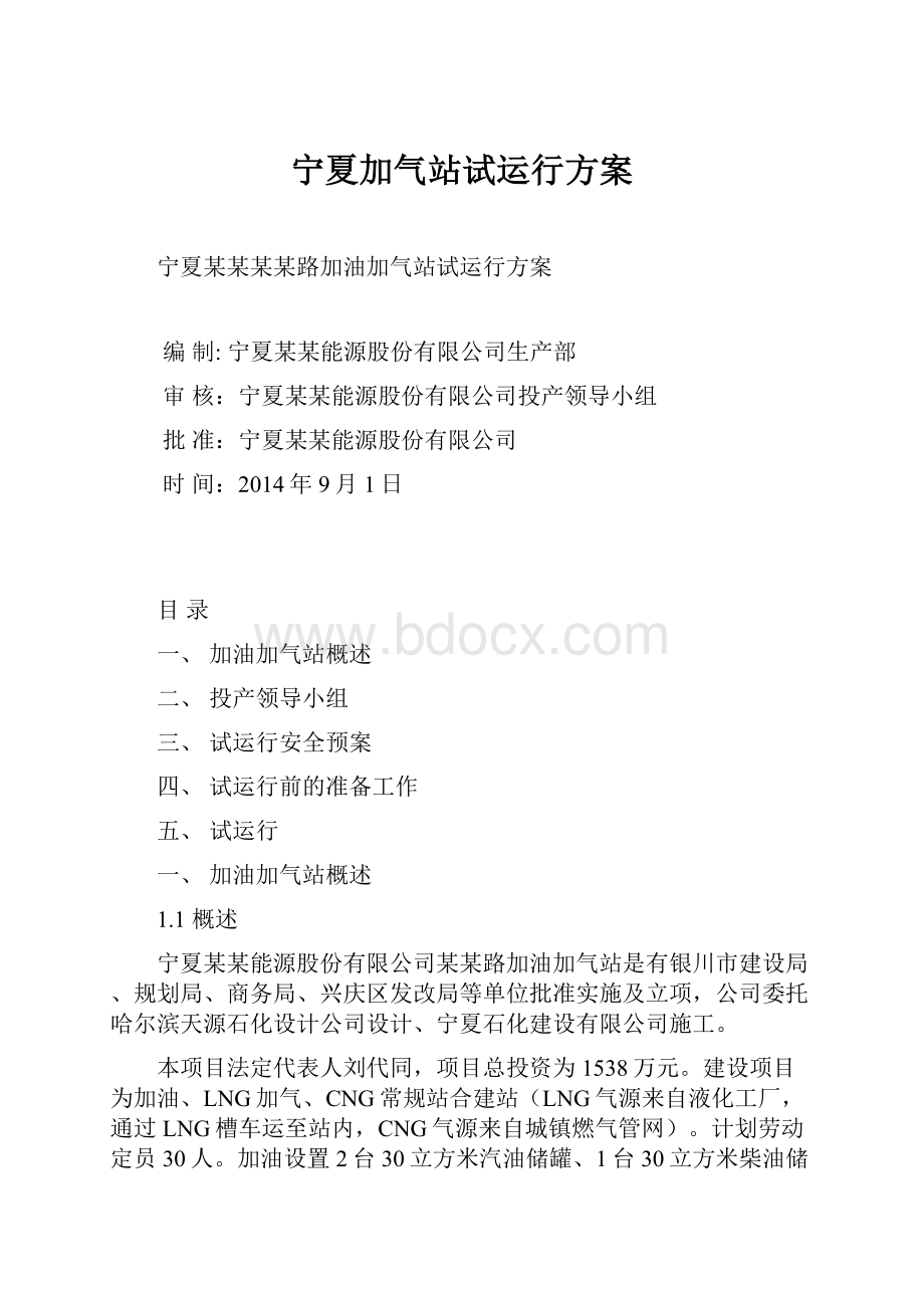 宁夏加气站试运行方案.docx