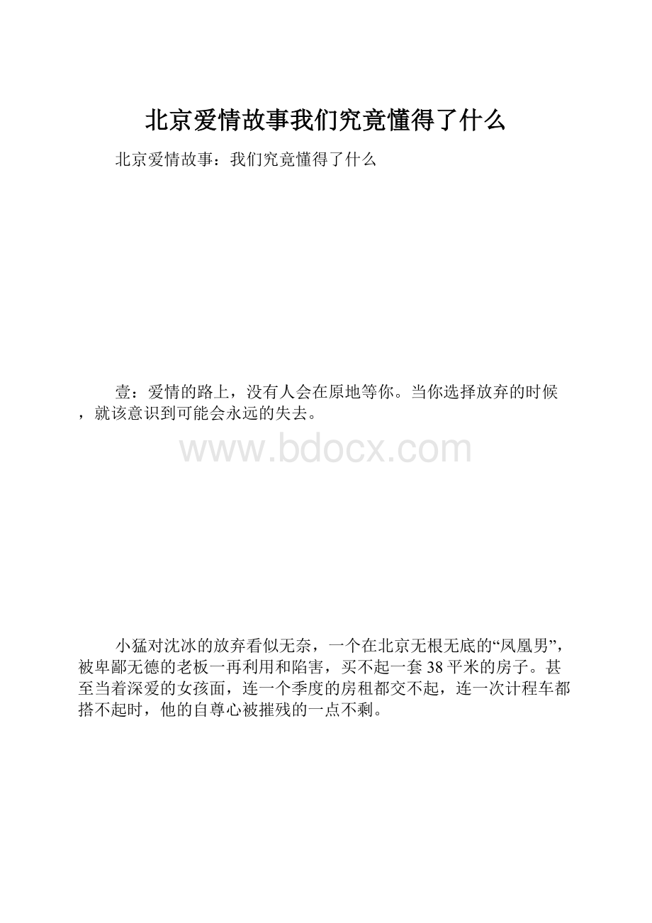 北京爱情故事我们究竟懂得了什么.docx