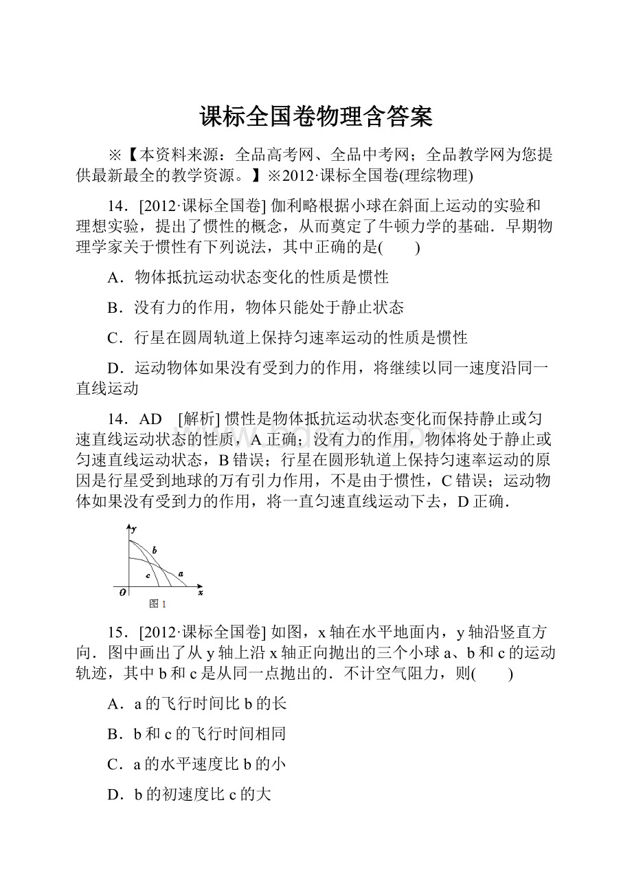 课标全国卷物理含答案.docx