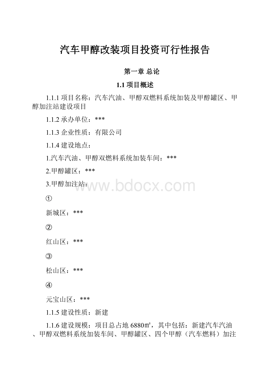 汽车甲醇改装项目投资可行性报告.docx