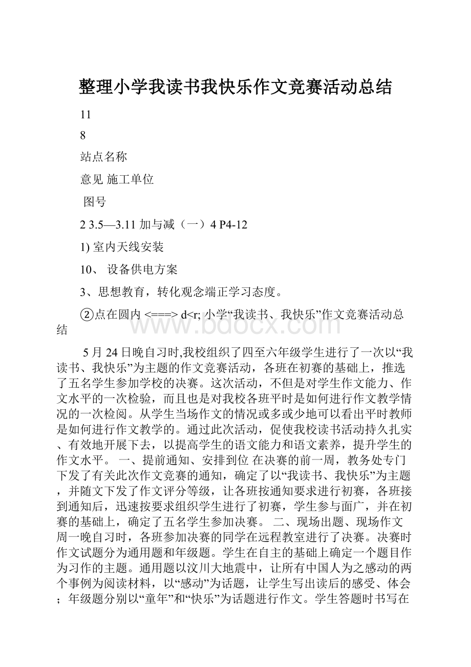 整理小学我读书我快乐作文竞赛活动总结.docx