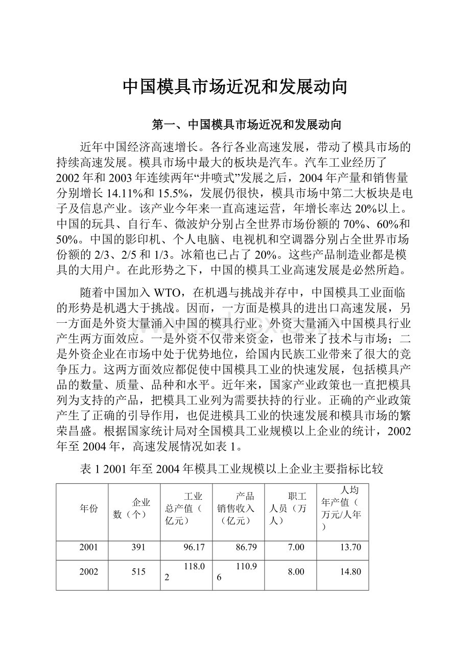 中国模具市场近况和发展动向.docx