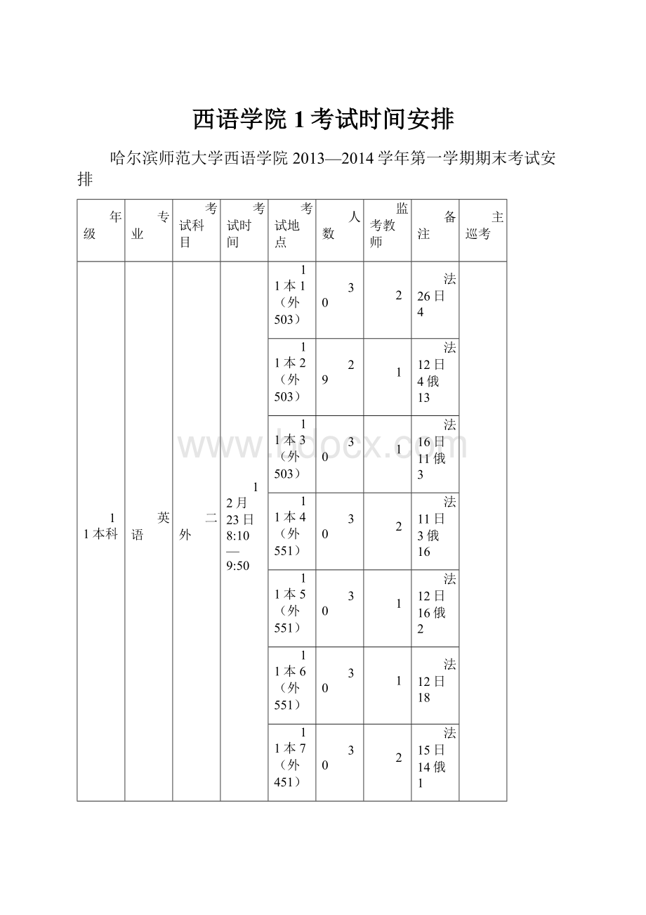 西语学院1考试时间安排.docx