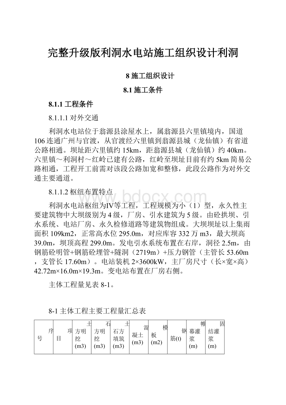 完整升级版利洞水电站施工组织设计利洞.docx