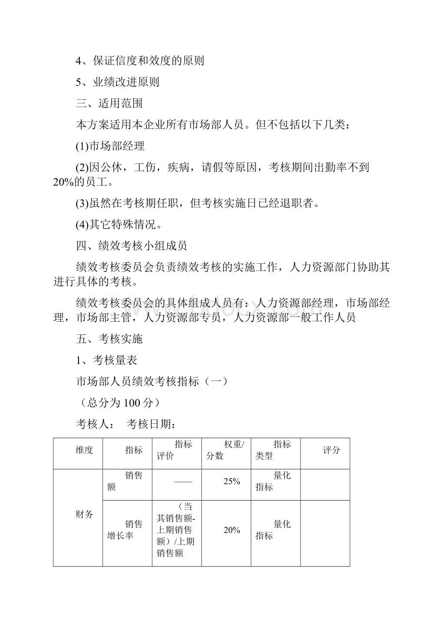 市场部销售人员绩效考核完整方案.docx_第2页