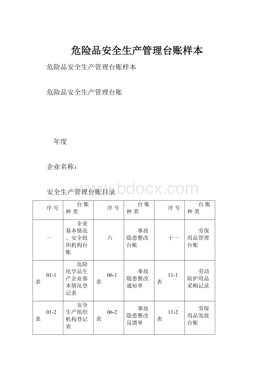 危险品安全生产管理台账样本.docx