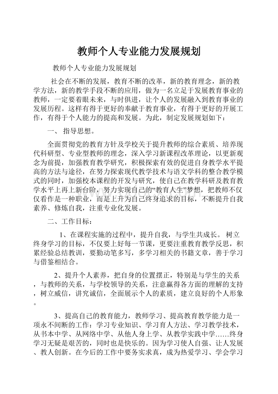 教师个人专业能力发展规划.docx_第1页