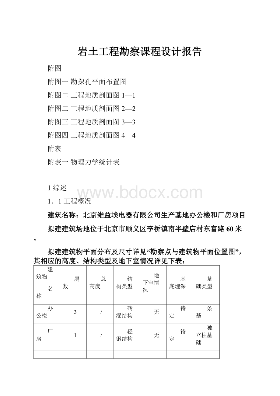 岩土工程勘察课程设计报告.docx_第1页