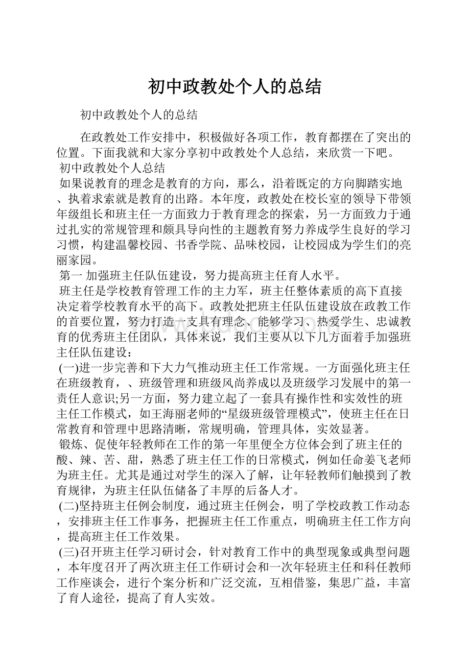 初中政教处个人的总结.docx