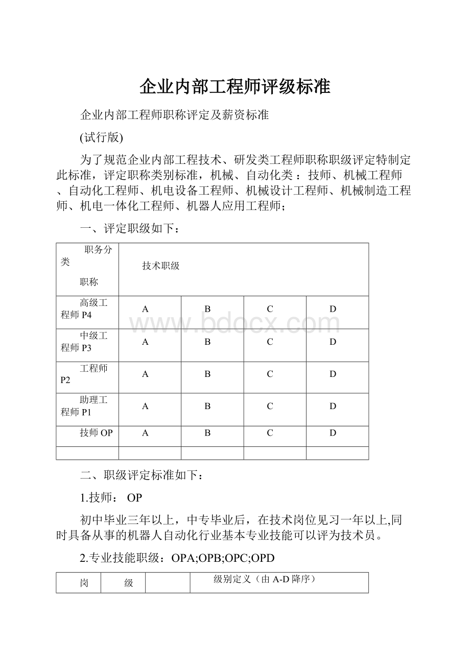 企业内部工程师评级标准.docx_第1页