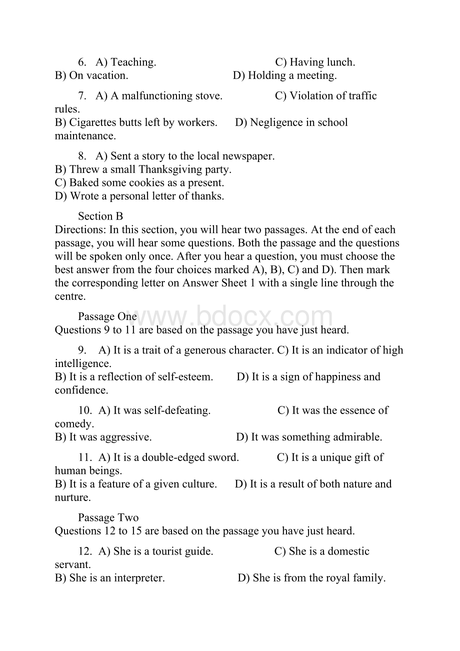 大学英语六级考试听力样题.docx_第2页