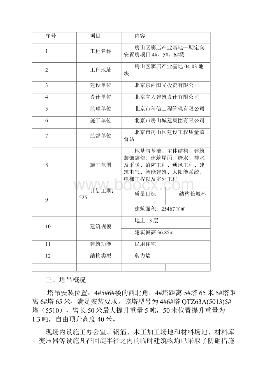 房山区窦店产业基地一期定向安置用房46#塔吊吊装方案.docx_第3页