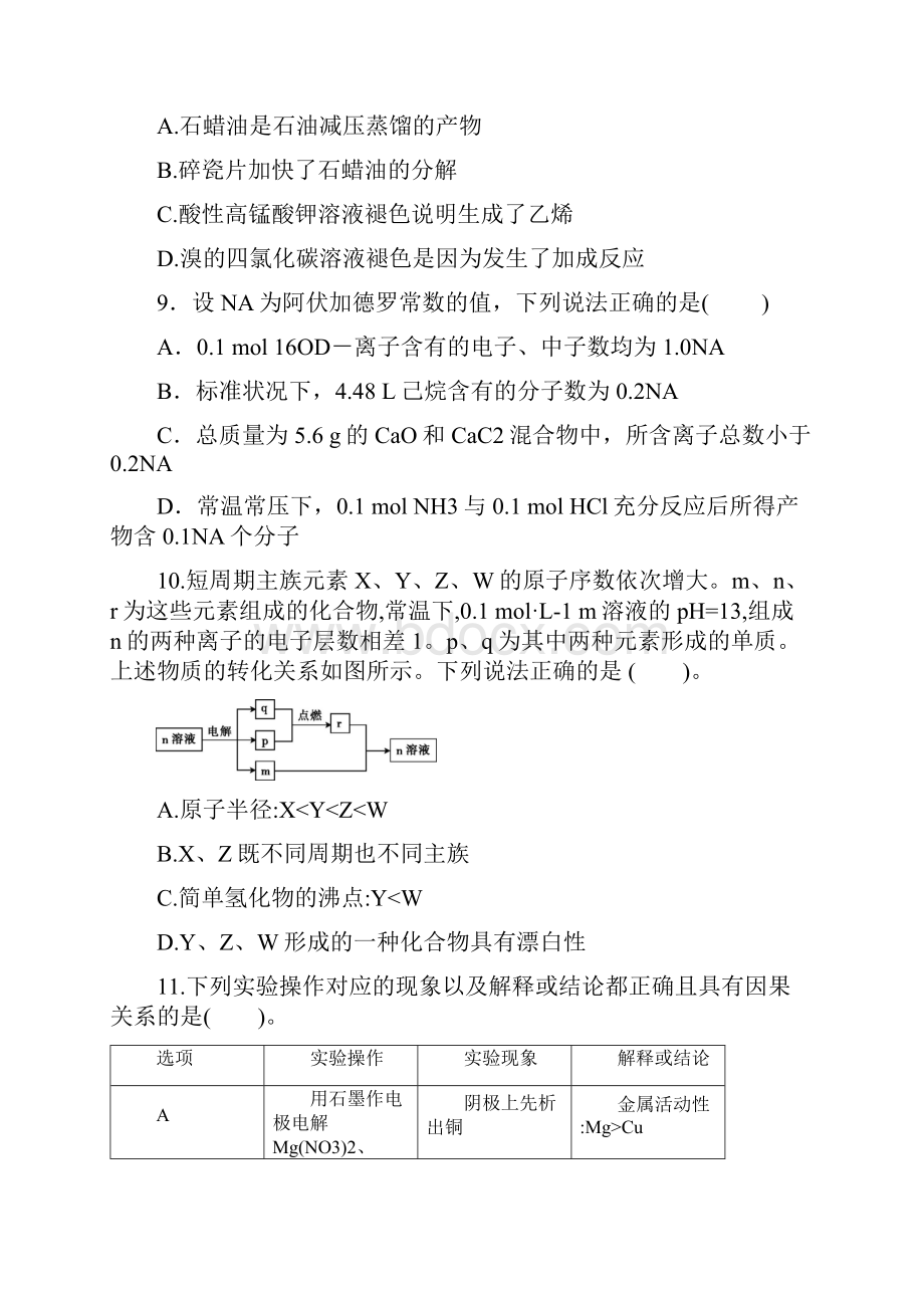 全国卷Ⅱ届高考化学考前冲刺预热仿真卷7 含答案.docx_第2页