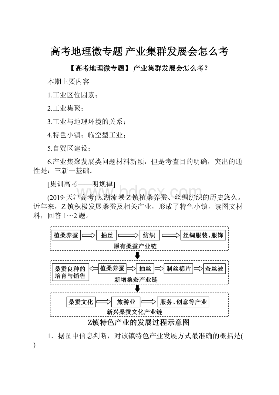 高考地理微专题 产业集群发展会怎么考.docx