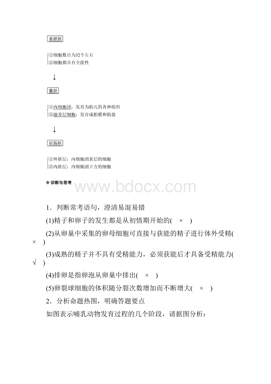 届人教版一轮复习选修1第十单元第38讲胚胎工程和生物技术的安全性与伦理问题 教案.docx_第3页